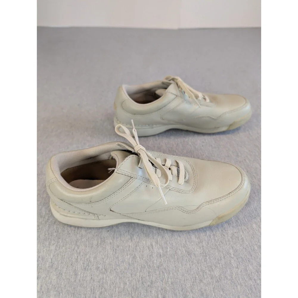 Rockport W7232M Men's Beige Leather Lace-Up Casual Sneakers US 9 EU 40 UK 7.5